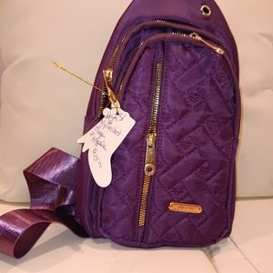 Purple nylon crossbody chest bag